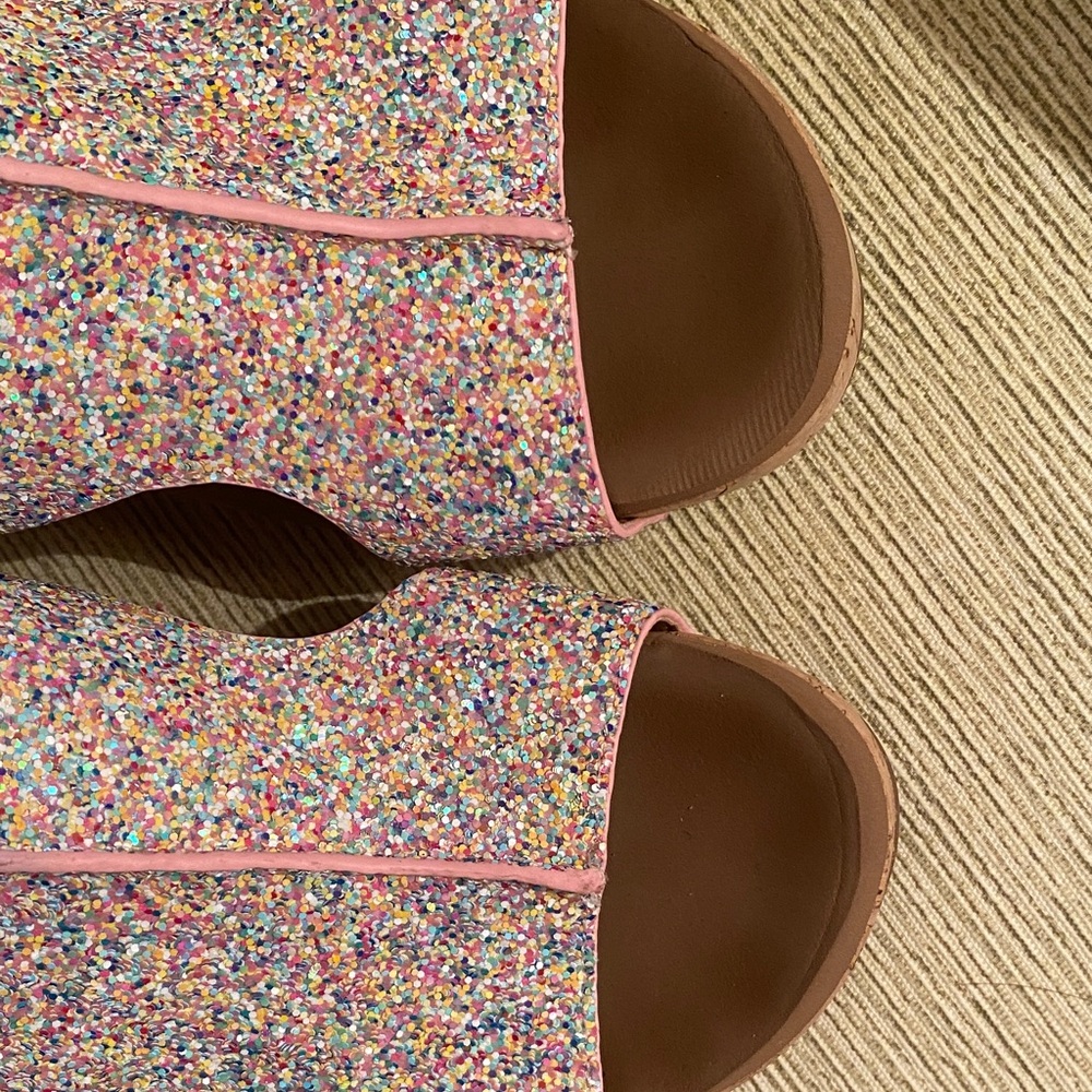 Corkys Pink Multi-Color Confetti Wedges. Good Condition. Size 6 Gorgeous Sandals - Picture 6 of 10